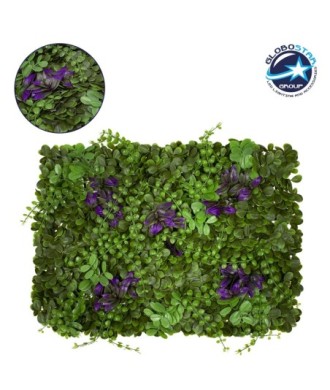 GloboStar® 78423 Artificial - Συνθετικό Τεχνητό Διακοσμητικό Πάνελ Φυλλωσιάς - Κάθετος Κήπος Ζεβρίνα - Τριφύλλι - Πεπερόμια Πράσινο - Φούξια Μ60 x Υ40 x Π7cm